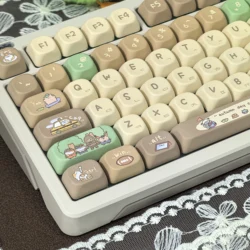 MAIMOOO Russian/English Khaki keycaps Cute Cocoa Key Caps MOA Profile PBT Thermal Dye Sublimation Mechanical Keyboard Keycap Set