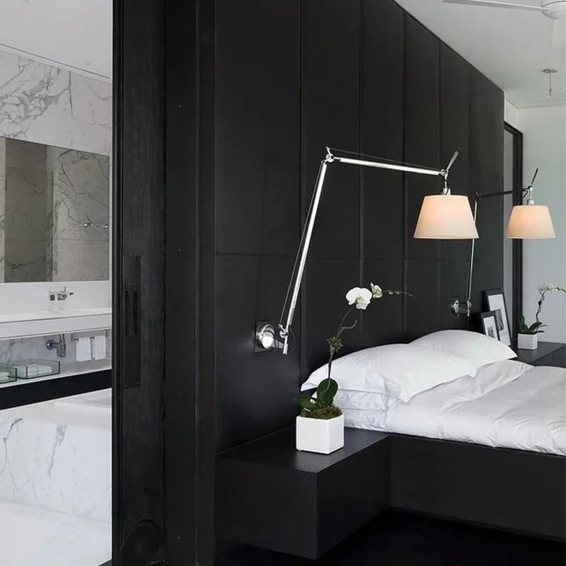 الشمال النمط الصناعي الجدار مصباح غرفة نوم السرير مكتب القراءة تصغير للطي قضيب طويل الروك الذراع الذراع الطويلة وحدة إضاءة LED جداريّة مصباح