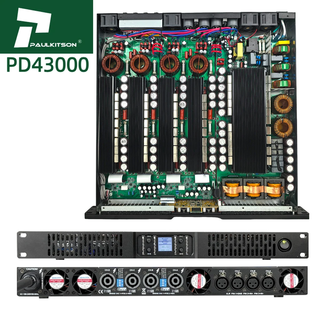 

Paulkitson SiC усилитель PD4-3000 2 Ом 4X6800 Вт 1U профессиональный усилитель мощности звука класса D 4-канальный усилитель звука сабвуфера