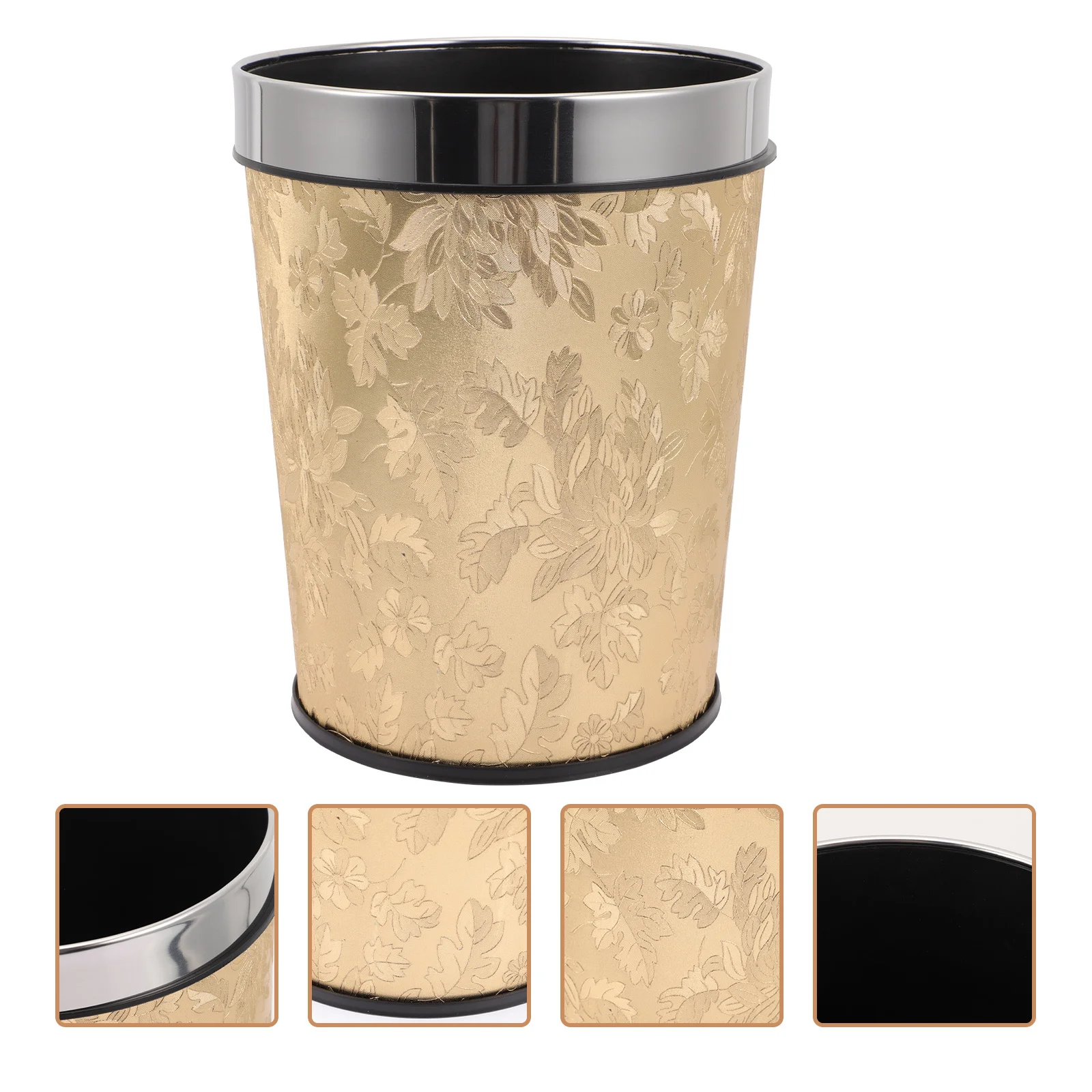 

Gold Large Capacity Retro Style Household Waste Bucket Decorative Trash Can Practical Waste Container for Home Bathroom