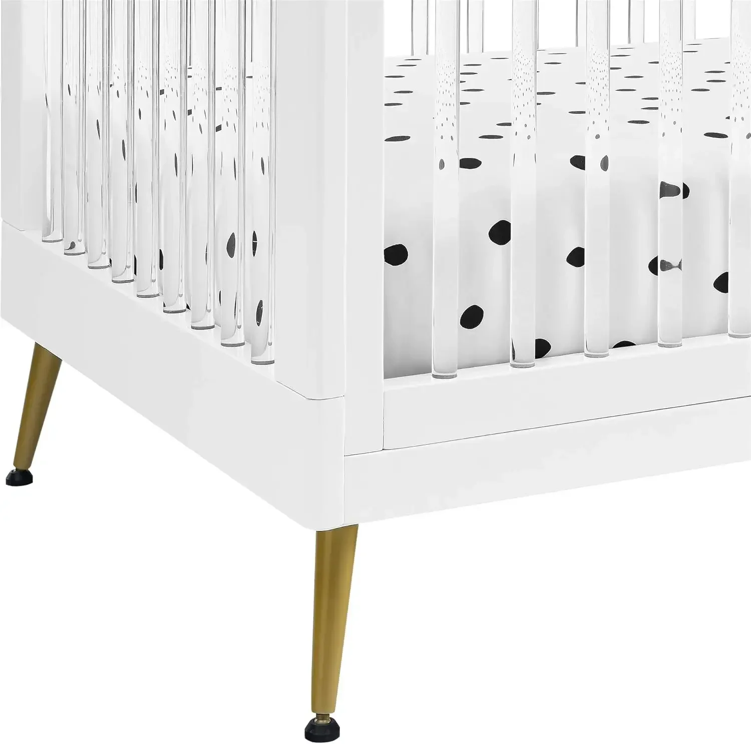 Delta Children Sloane 4-in-1 Acrylic Convertible Crib - Includes Conversion Rails, Bianca White w/Melted Bronze