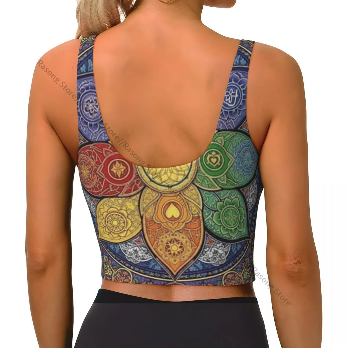 Women Sexy Sports Vest Colorful Mandala Female Streetwear Sport Lingerie Tee Crop Top