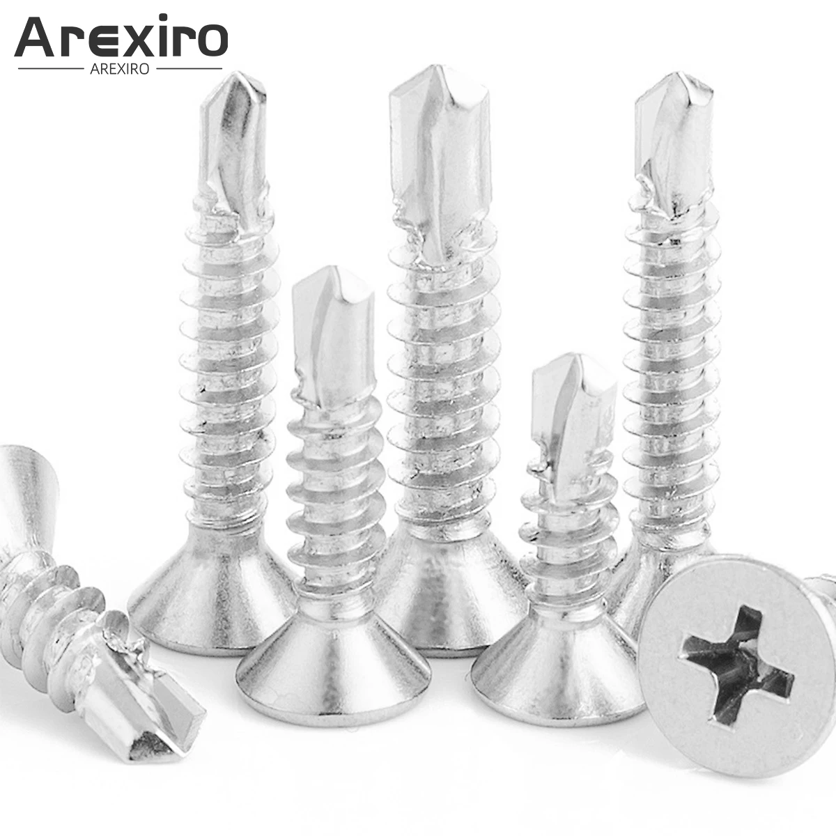 

20Pcs M4.8x13/16/19/25/32/38/50/60/70mm Self Tapping Screws 410 Stainless Steel Self Drilling Cross Shaped Flat Head Drill Tail