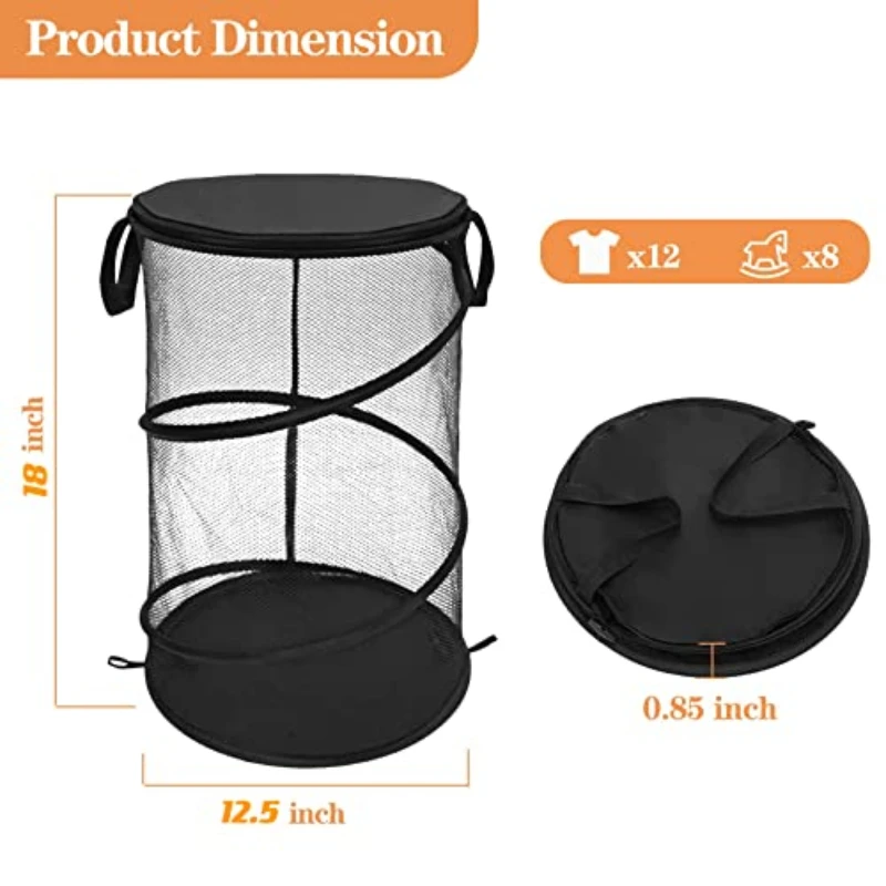 Transparent Mesh Folding Laundry Basket Home Portable Storage PopUp Dirty Clothes Basket Folding Dirty Clothes Basket