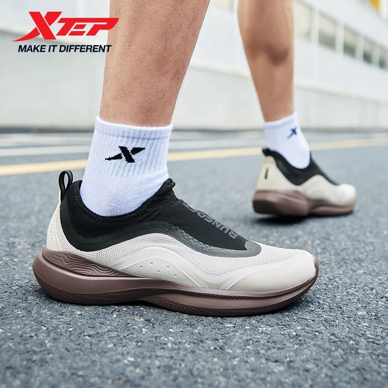 Xtep Soft Tube Running Shoes for Men Comfortable Breathable Slip-on Mesh Wear-Resistant Lightweight Male Sneakers 875219110061