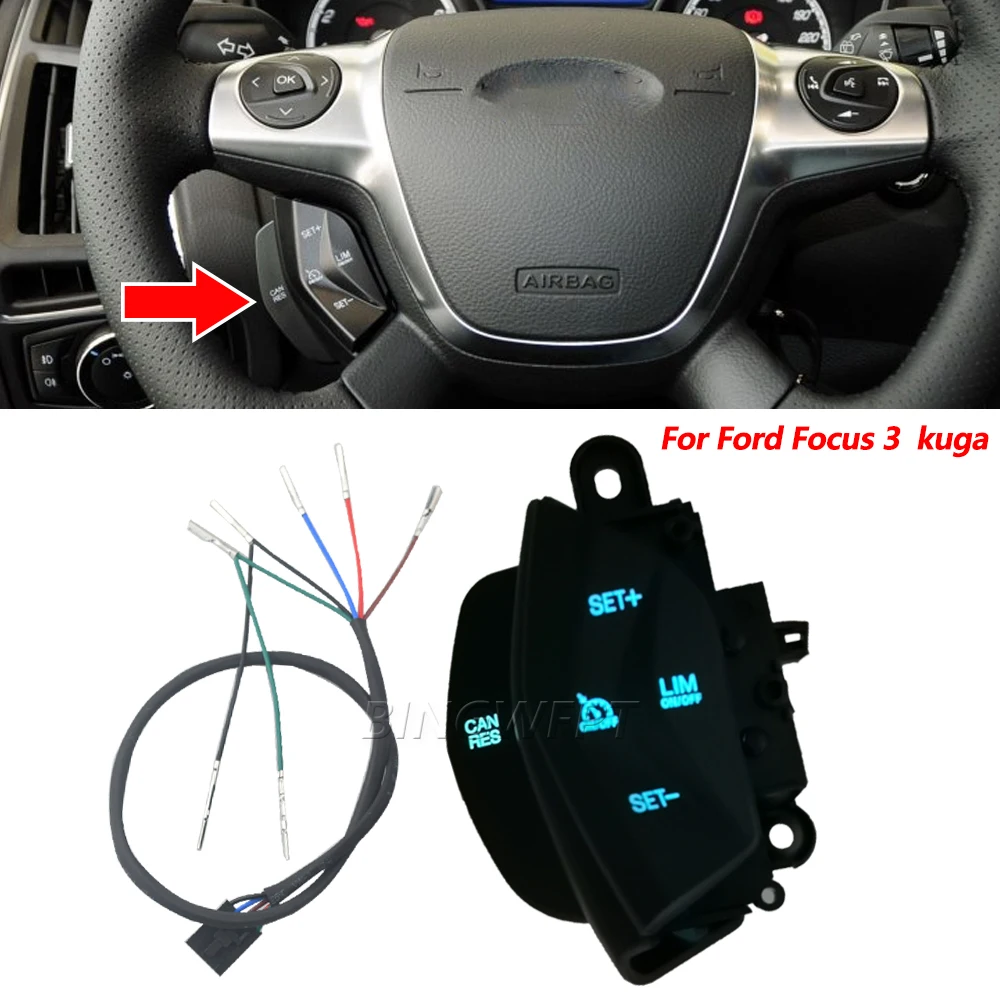 Car Cruise Control Switch Speed Control System For Ford Focus 3 2012-2014 kuga 2012-2 Multifunction Steering Wheel Button Switch