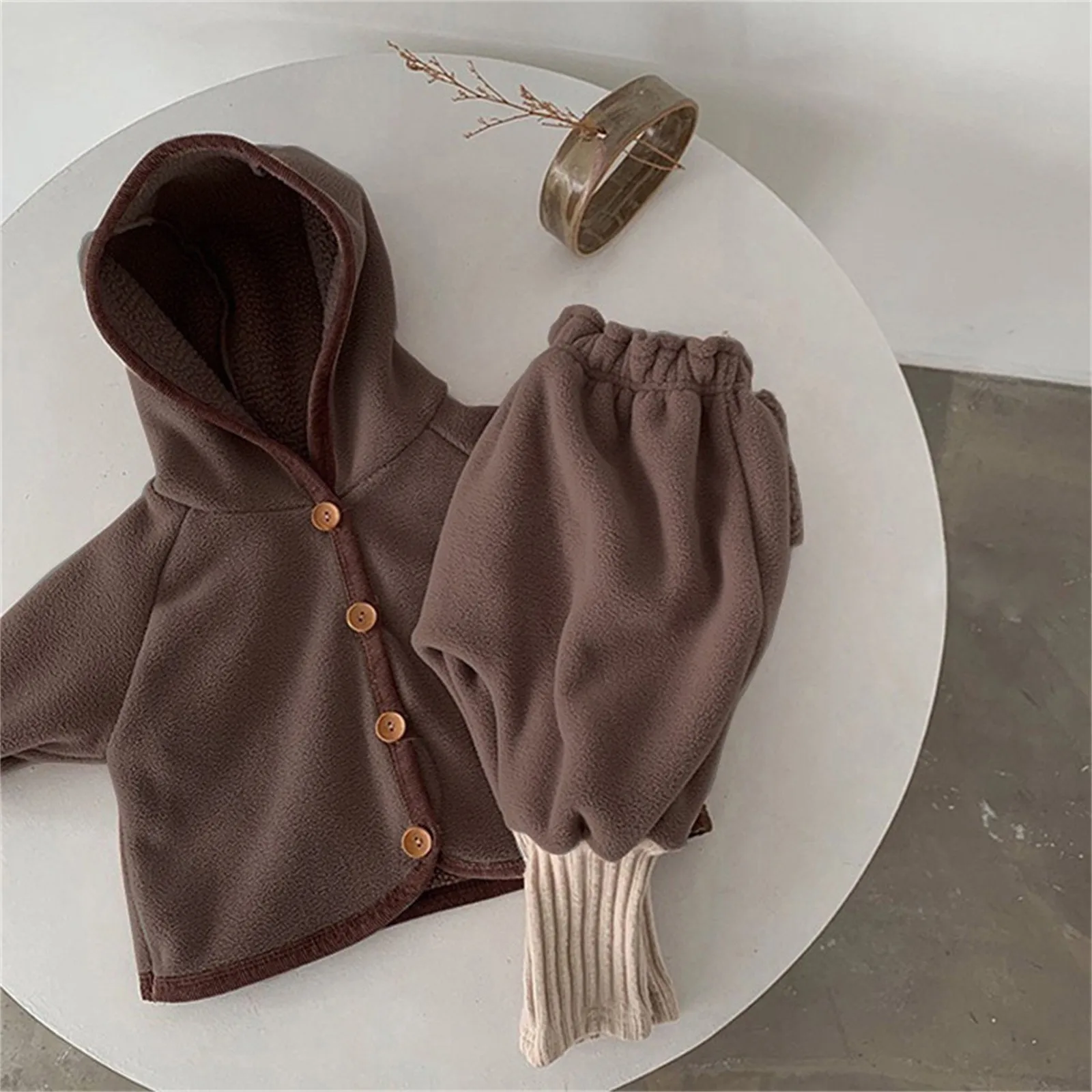 3 6 12 24 Months Newborn Girls Boys Clothes Sets Autumn Winter Clothing Thickened Hooded Long Sleeve Jacket+Pants Infant Outfits