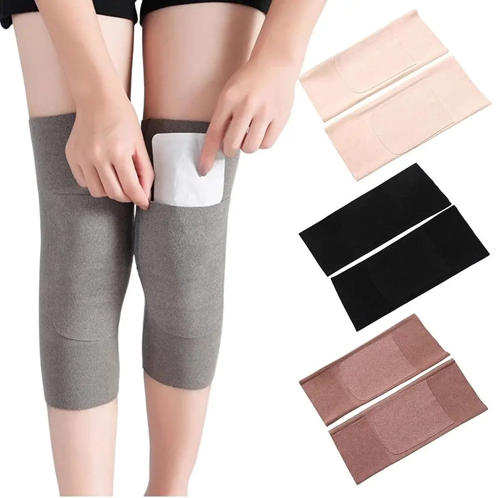 Insert Pocket Thermal Knee Warmers Elastic Cuffs Seamless Edging Knee Sleeves Stretch Fit Non-Slip Fabric Leg Warmer Sleeves