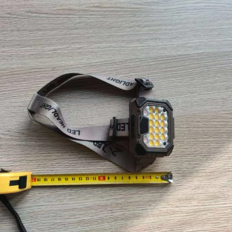 Head Light LED Head Mounted Flashlight Type-C Charging Yellow White Light Night Fishing Cycling Warning Induction Running Light