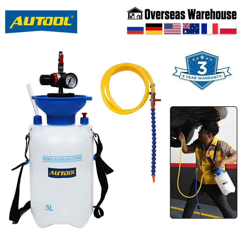 AUTOOL 5L Pneumatic Gear Oil Pumping Pump Oil Injector Filling Automobile Automatic Gearbox Transmission ATF Machine