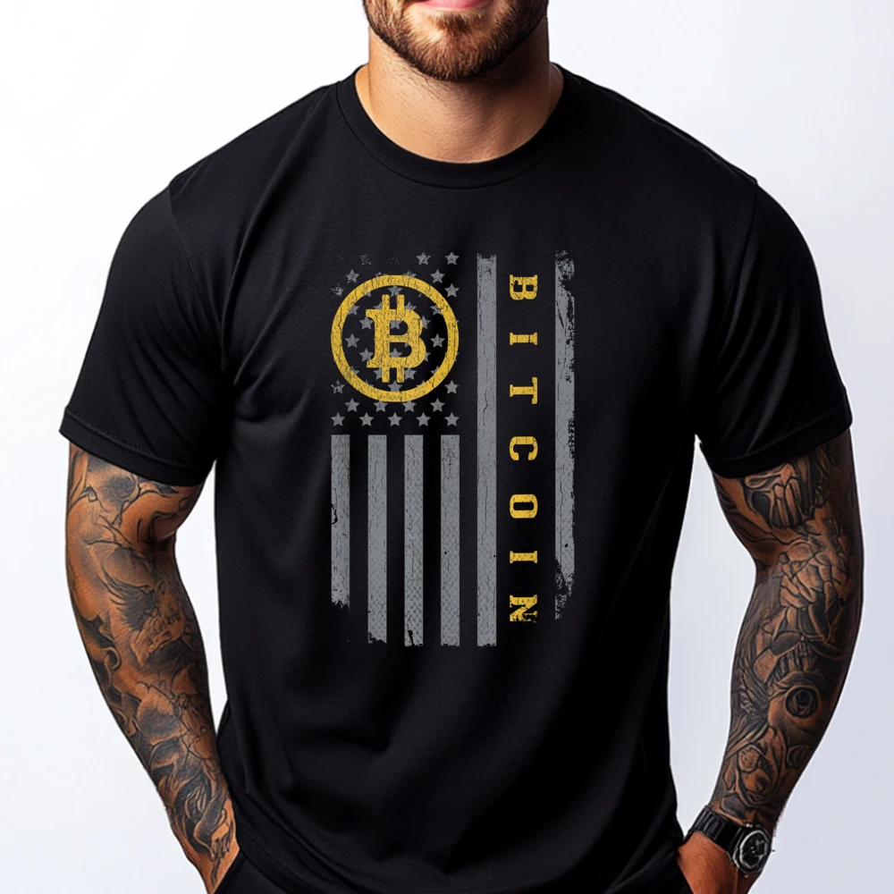 

Usa Flag Bitcoin Digital Currency Btc Crypto Coin Shirts High Quality Men's T-Shirt England Tee Men's Clothing England