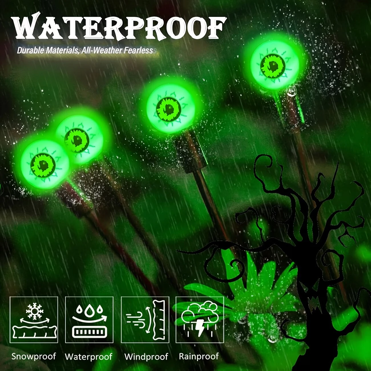 Halloween Outdoor Solar Eyeball Garden Lights Waterproof Purple Green Red LED Lawn Lights Yard Terraces Balcony Horror Decor