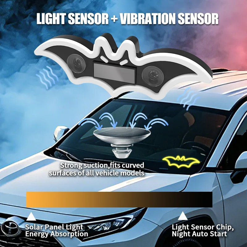 Bat Pattern Car LED Colorful Triangle Window Solar Atmosphere Light Car Wireless Decorative Light Neon Light Without Wiring