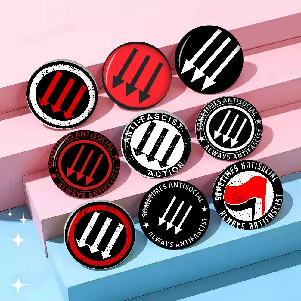 Antifa Anti-Faschistische Anstecknadeln 32/44/58MM Anpassbare Button-Pins Niedliche Lustige Kreative Abzeichen Schmuck Deko Geschenke für Freunde