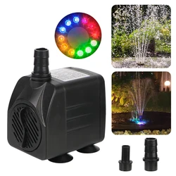 For Garden Aquarium Fish Tank Bird Bath Fountain Water Pump with 12 LED Light Ultra-quiet Waterproof Submersible Fountain