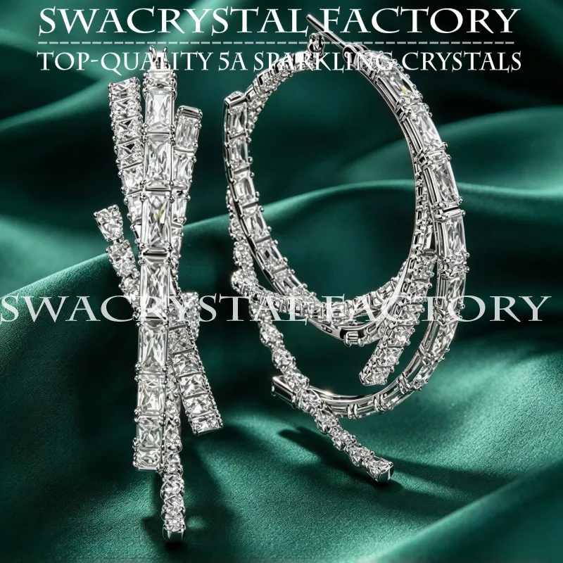Mixed Style Cubic Zirconia Earrings Collection Women Sparkling Crystal Hoop Drop Dangle Earrings Luxury Wedding Party Jewelry