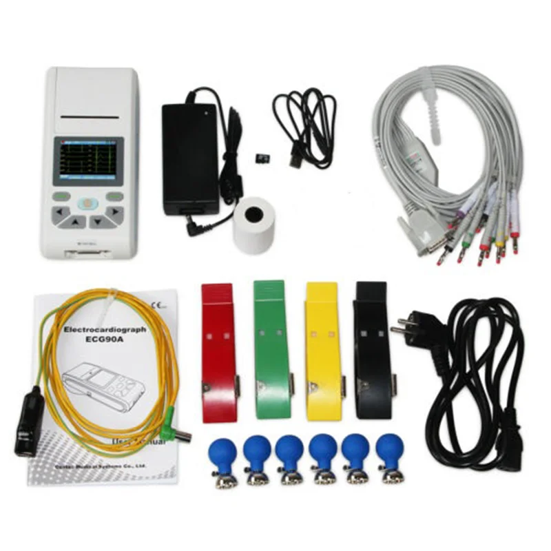 CONTEC-electrocardiógrafo portátil Ecg90a, máquina ecg/EKG de 12 canales, pantalla táctil, 90A