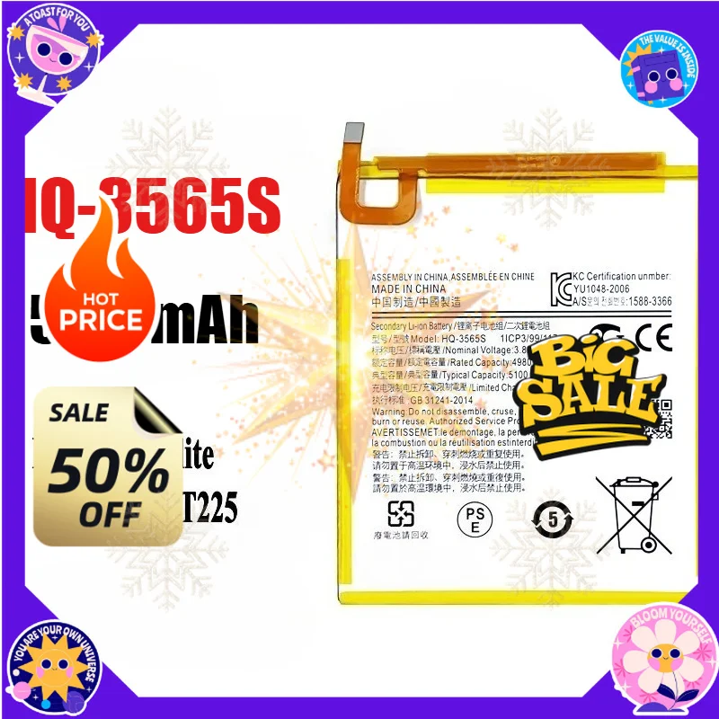 SWZY High Quality HQ-3565S 3.82V 5100mAh Battery for Samsung GALAXY Tab A7 Lite/Tab A9 2023 8.7/T220/T225 Phone Battery