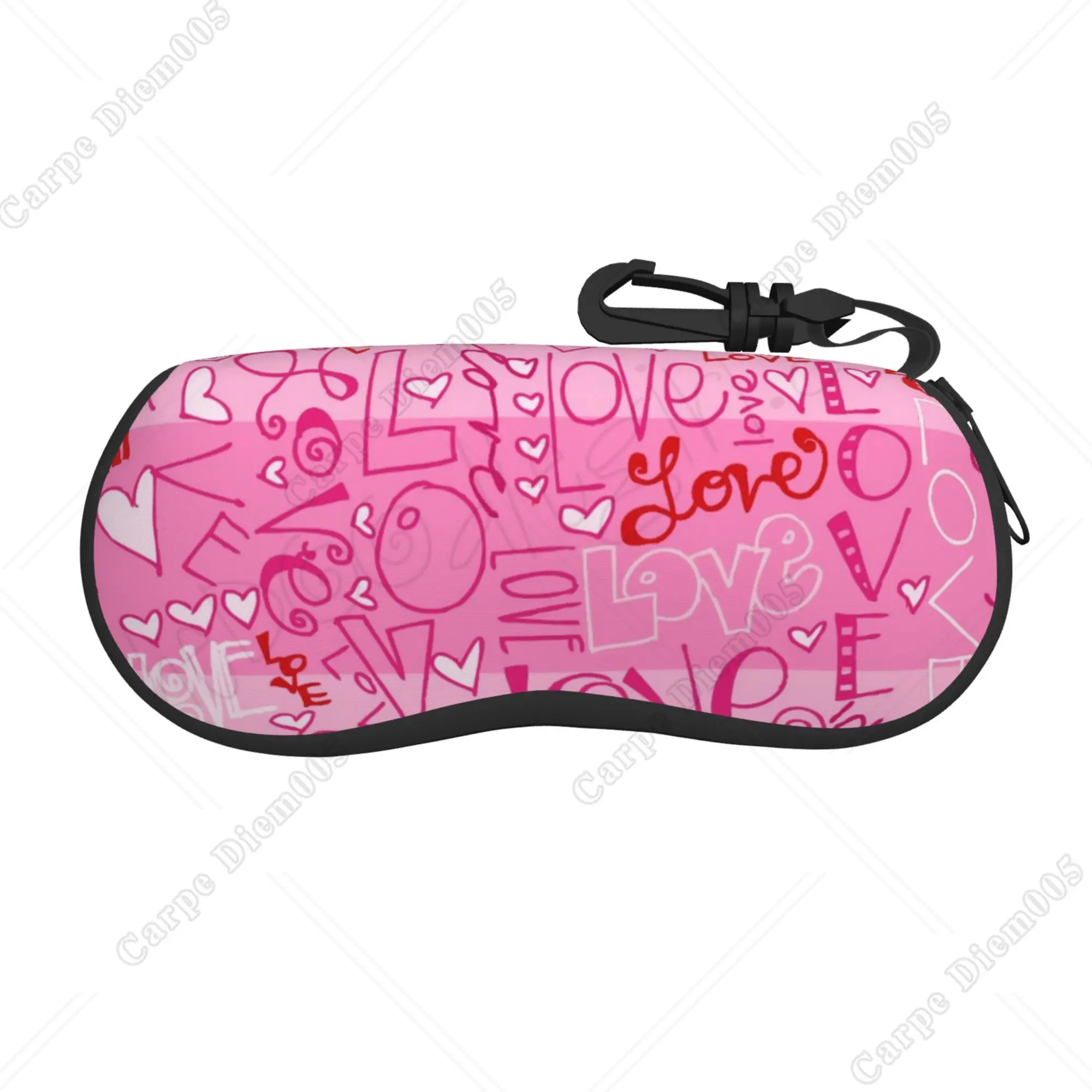 Love Love Doodle Pink Sunglasses Cases Glasses Box Soft Glasses Bag for Women Outdoor Travel Accessories Print Portable One Size