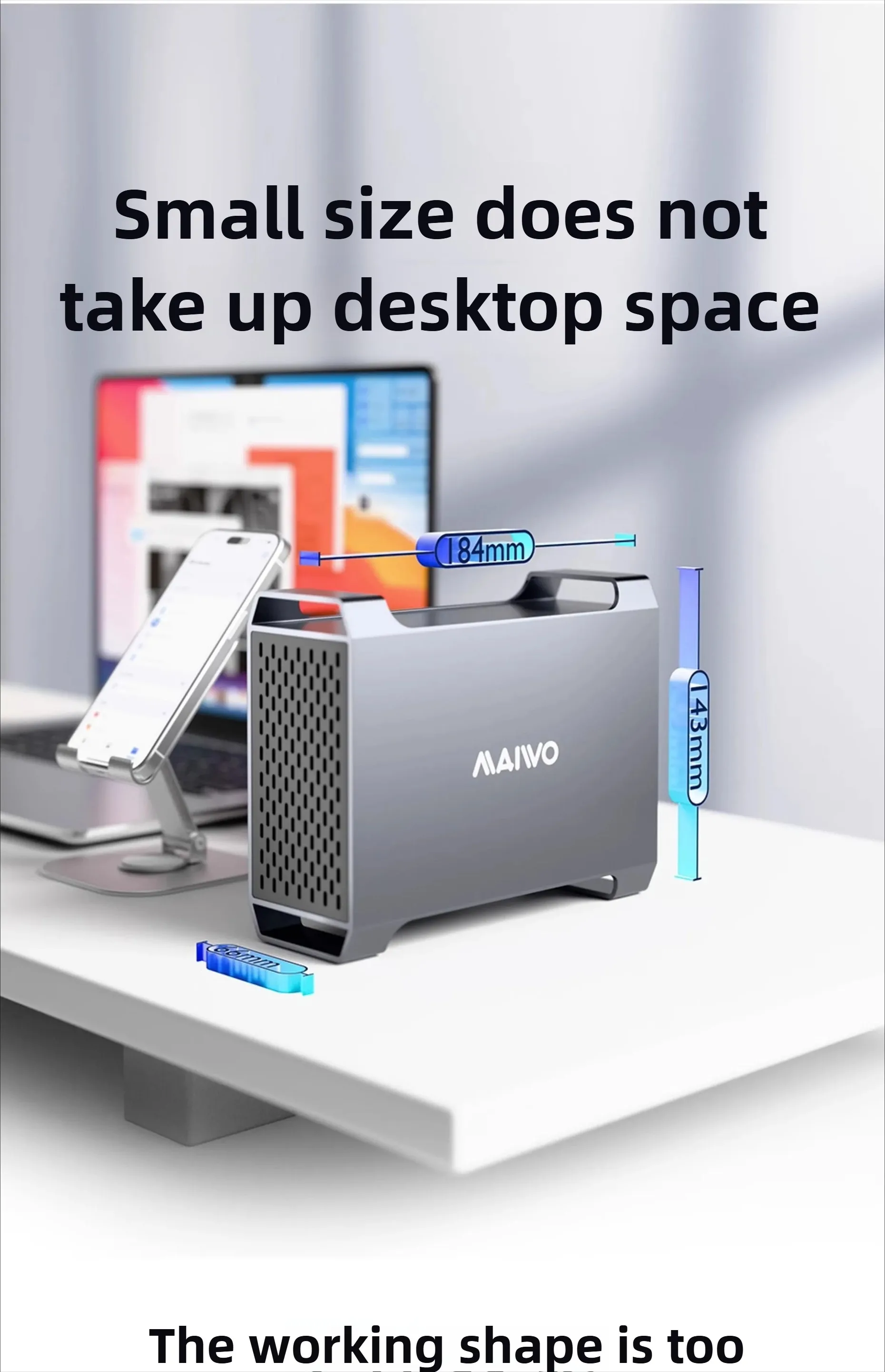 MAIWO HDD Dockingstation 2,5/3,5 Zoll SATA HDD/SSD Gehäusegehäuse für USB 3.0 Typ-C Gen2 Festplattenadapter Erweiterungsschrank – Detail 11
