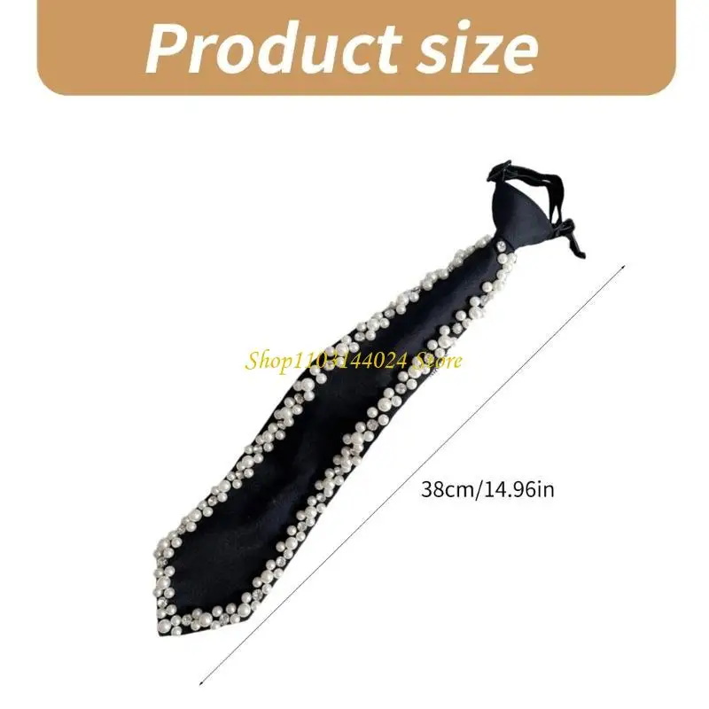 N5ke perlas corbata decorada corbata cuello pretecado para boda