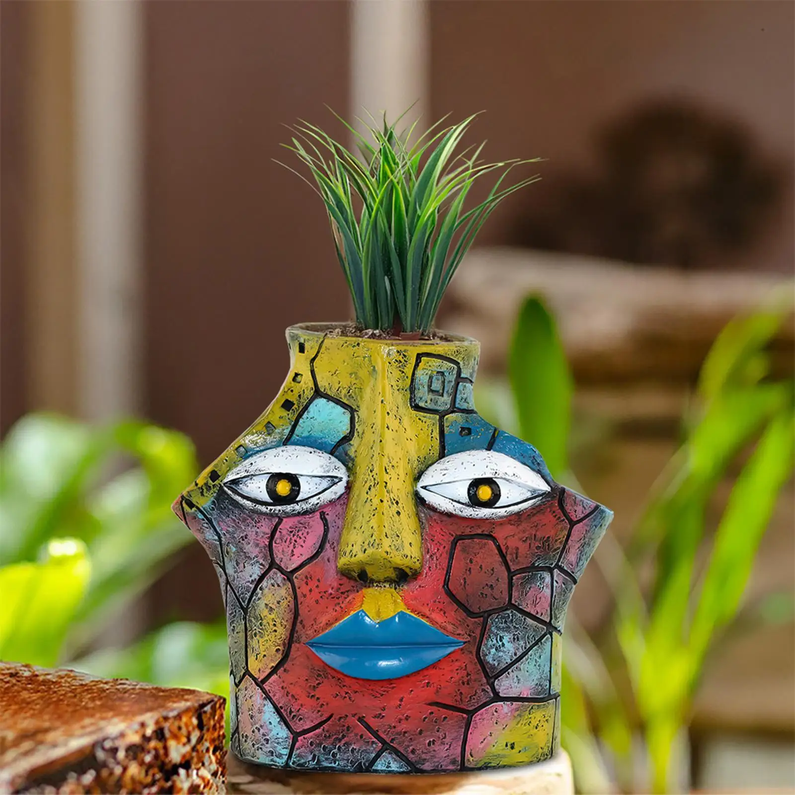 Creative Head Planter Colorful Flower Vase Desk Home Abstract Face Plant Pot