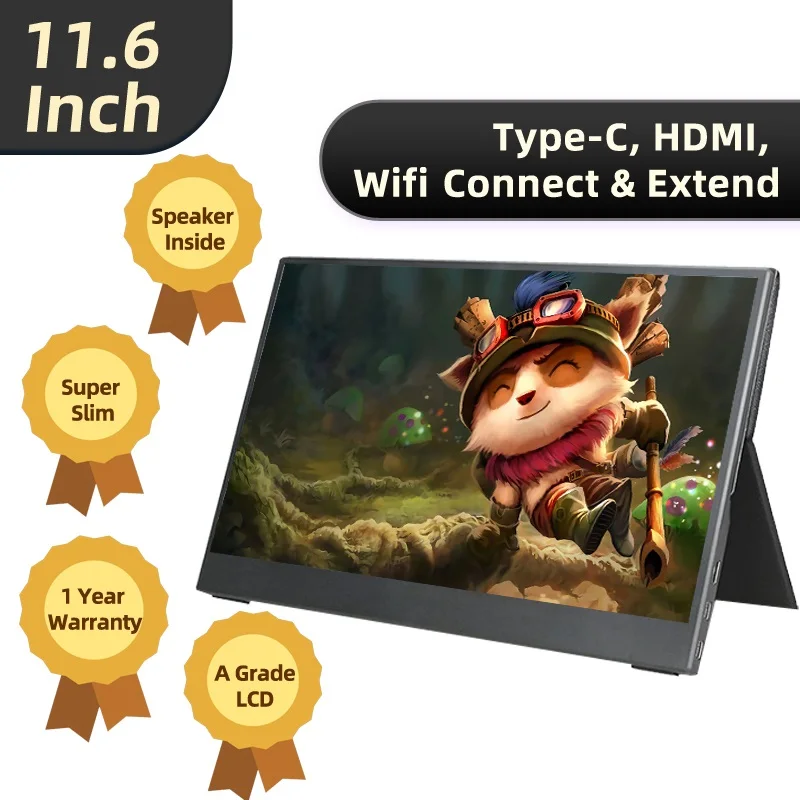 14 Inch Ips 1920*1200p Smart Extender Extra Touch Monitor Compatible Portable Monitor for Mobile Smartphone Laptop Computer