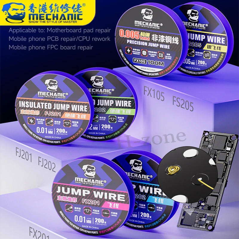 MECHANIC Jump Wires FX105 FS205 FJ201 FJ202 FX202 Extrafeine Silber-Jumperdrähte für die Reparatur von Mobiltelefon-PCBs und die Wartung von CPUs