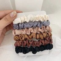 6Pcs/Set Woman Fashion Silk Satin Scrunchies Solid Color Hair Rope Ponytail Holder Elastic Hair Bands Hair Ties Hair Accessories