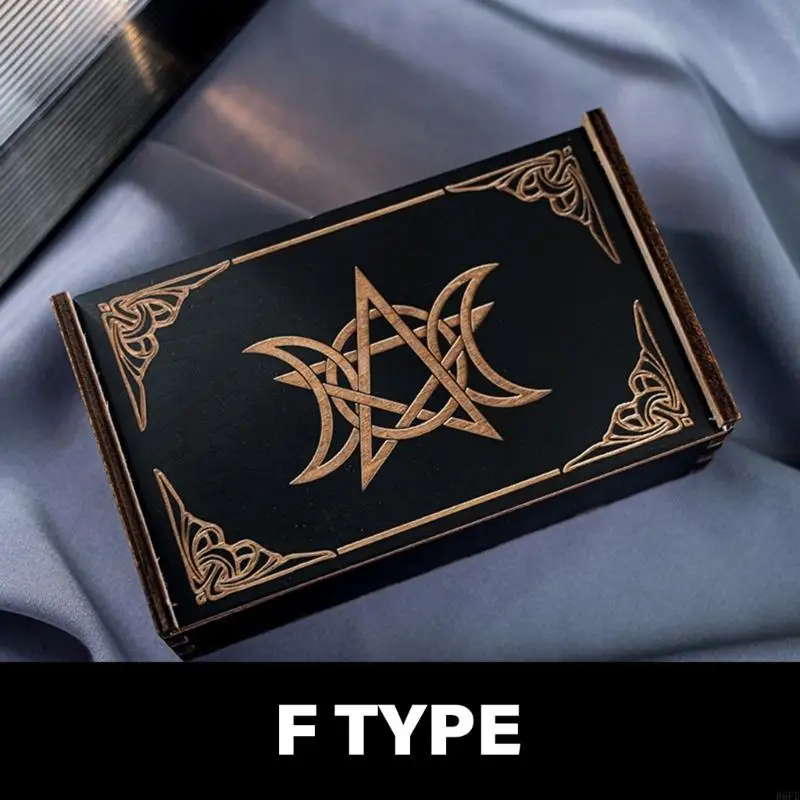 

R6FE Wood Push Pull Tarot Cards Storage Box Portable Card Container Astrologys Trinkets Box Divination Card Storage Case