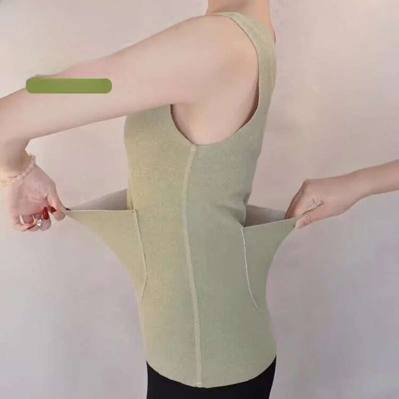 

Heated Vest Women's Thermal Vest Sl Warm Belly Double ket Waist Protection Base Tank Thermal Top with ket Work Vest