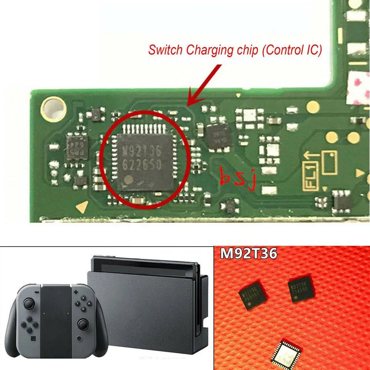 M92T36 dla Nintendo przełącznik konsoli układ scalony płyta główna kontrola ładowania Modchip naprawa części BQ24193 P13USB M92T17 M92T55