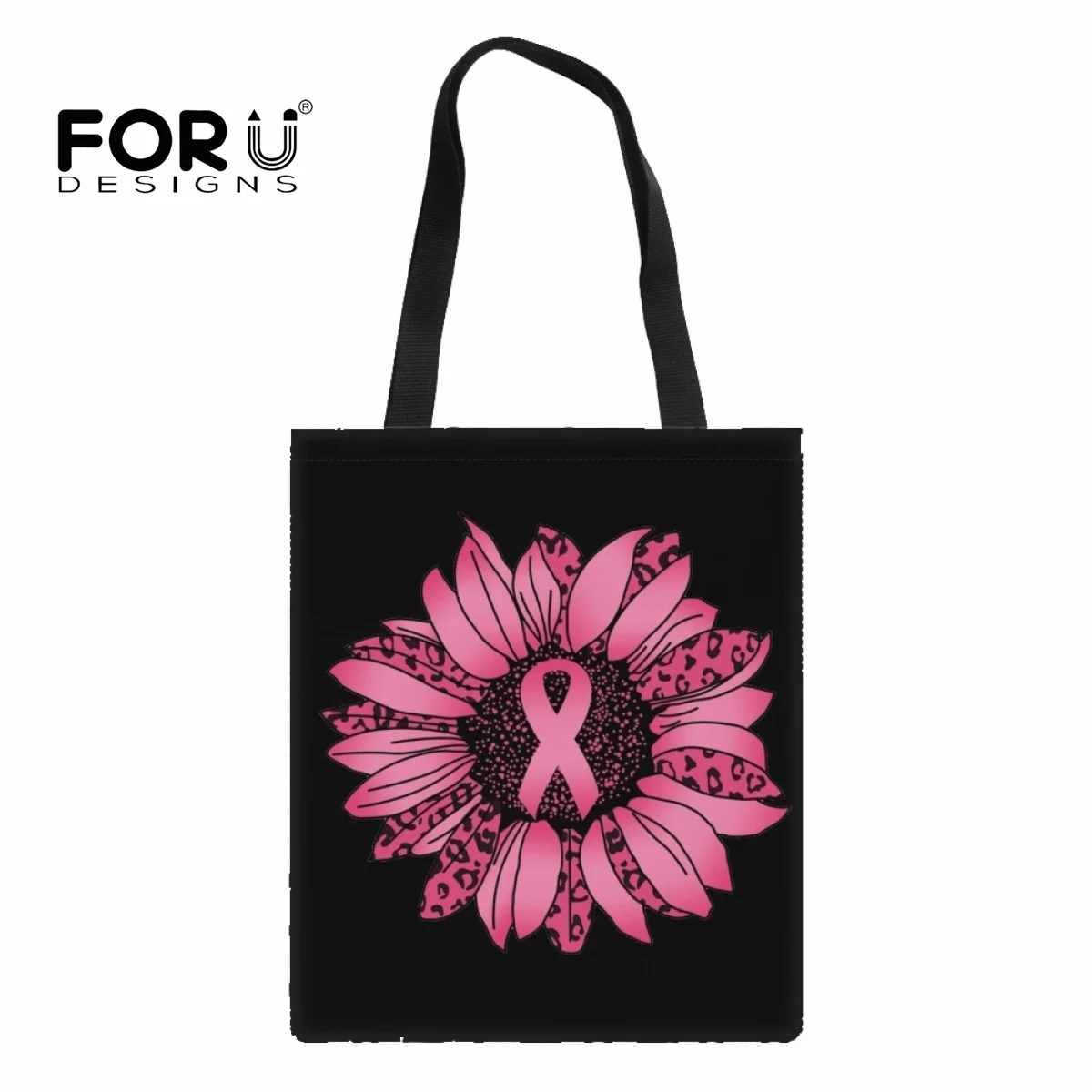 FORUDESIGNS Women's Casual Canvas Cloth Bag Breast Cancer Health Shopping Bag Lady Handbag Reusable Large Capacity Tote Bags