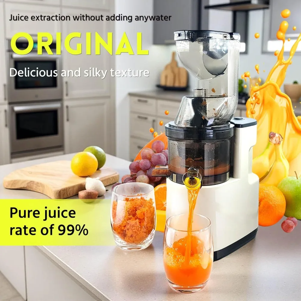 Cold Press Juicer Machines Slow Masticating High Yield Multi-Functional for Home Commercial Use Wide Feed Chute Pulp Separation