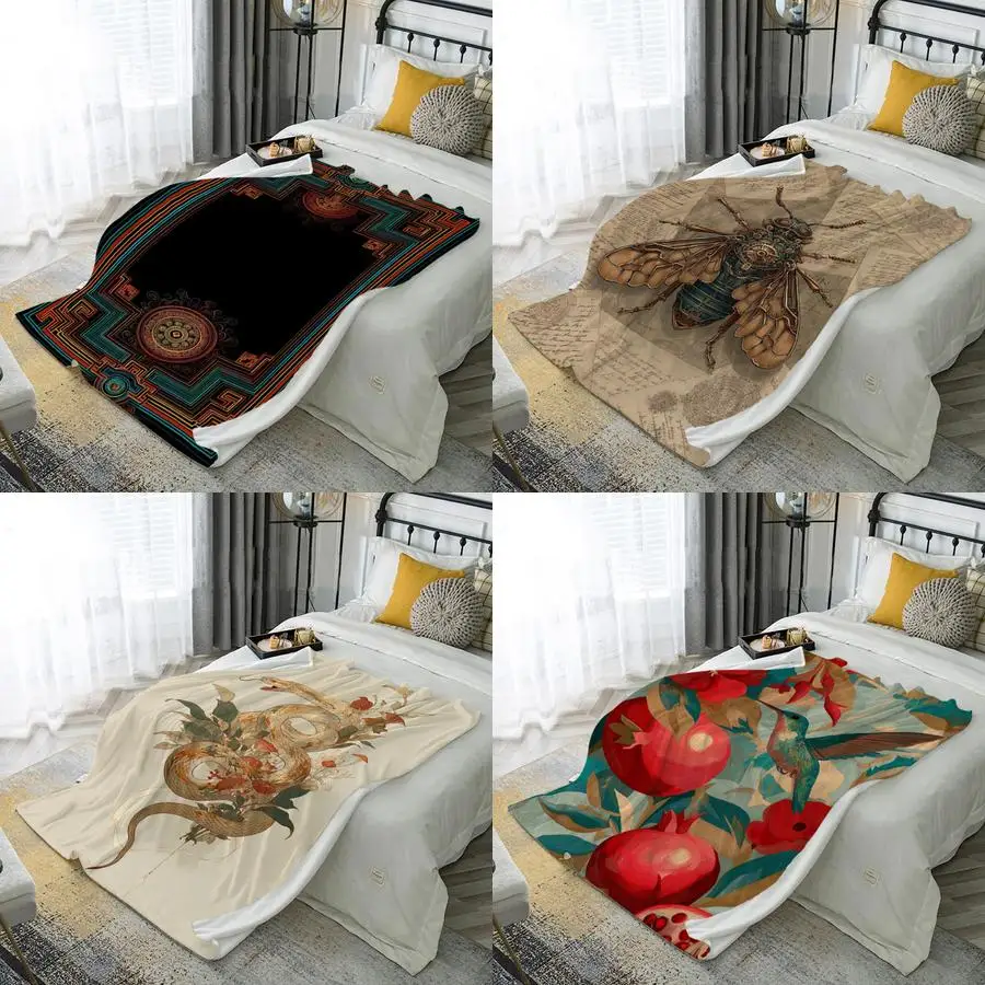 

Ethnic Pattern Blanket Microfiber Flannel Cover Blanket Bedroom Living Room Sofa Soft And Comfortable Home Decoration