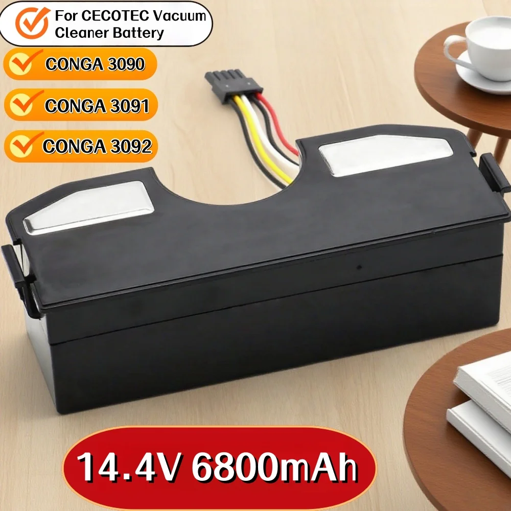 

14.4V 6800mAh Replacement Battery for CECOTEC CONGA 3090/3091/3092/1690/2090, Li-ion Battery for Robot Vacuum Cleaner