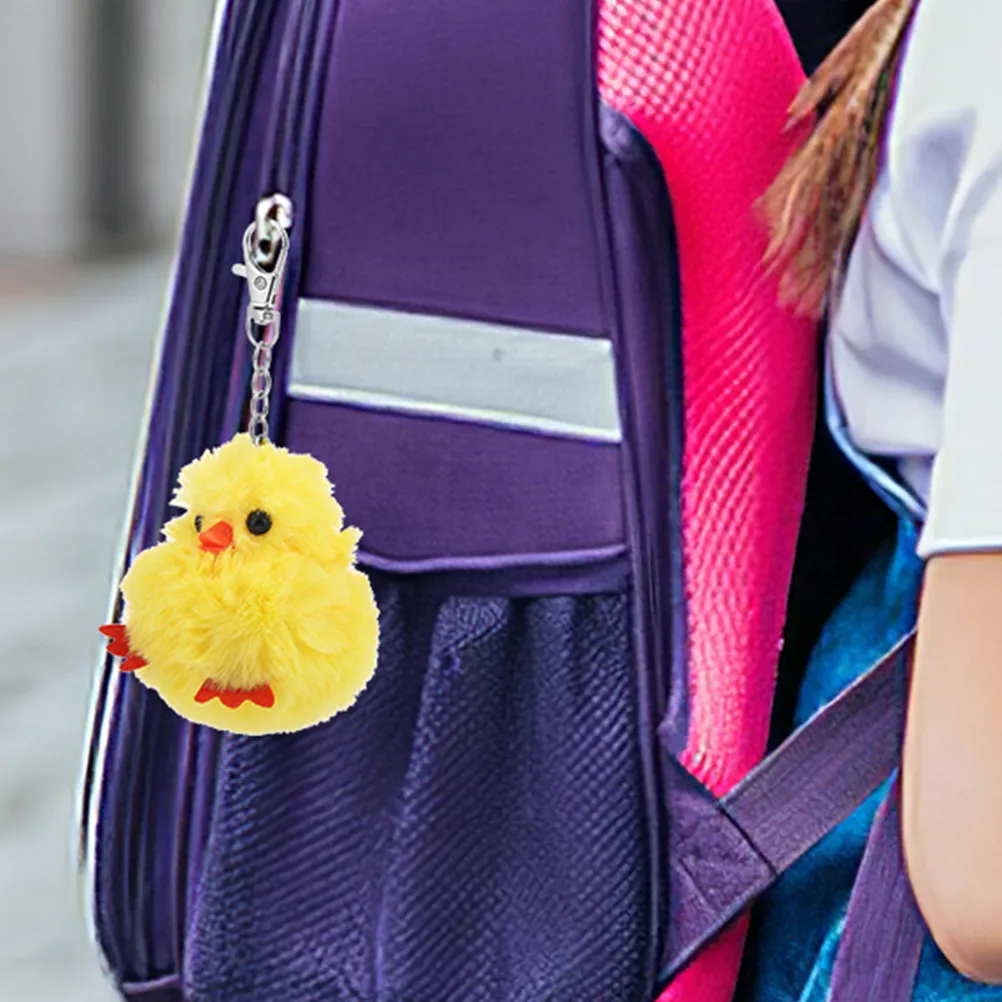 

4Pcs Stuffed Chick Keychain Cartoon Hanging Decorative Bag Pendant Key Holder Accessories Stuffed Chick Keychain