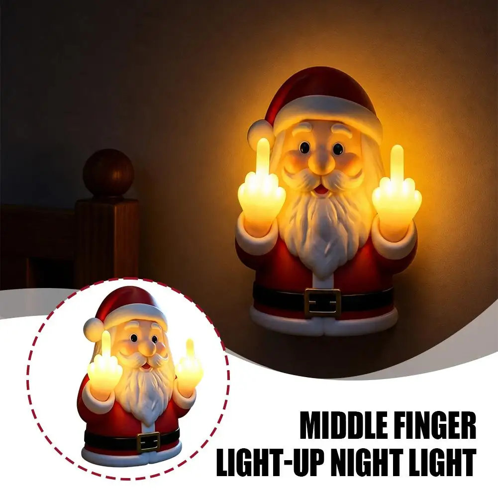 Funny Halloween Ghost Middle Finger Night Light Spooky Resin Santa Claus Figurine for Porch Bedroom Holiday Party Decor