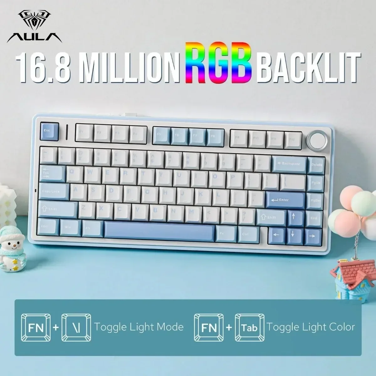 AULA F75 Bluetooth-Tastatur, mechanische Gaming-Tastatur, 2,4 G, kabellos/kabelgebunden, RGB,