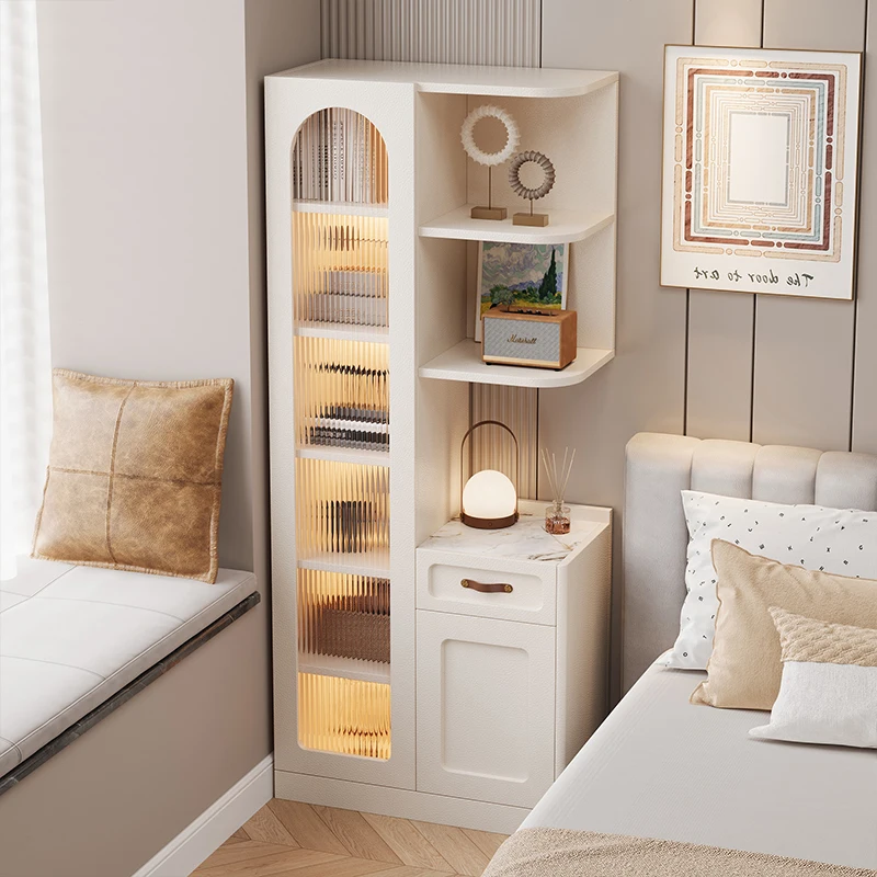 Bedside table Bedroom new light luxury high-end bedside storage cabinet exquisite locker white storage table