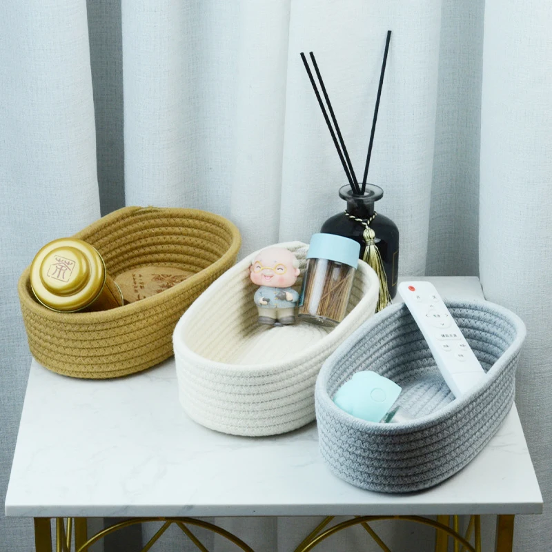 Nordic Cotton Rope Woven Storage Baskets Snack Desktop Decorate Basket Sundries Key Cosmetics Storage box