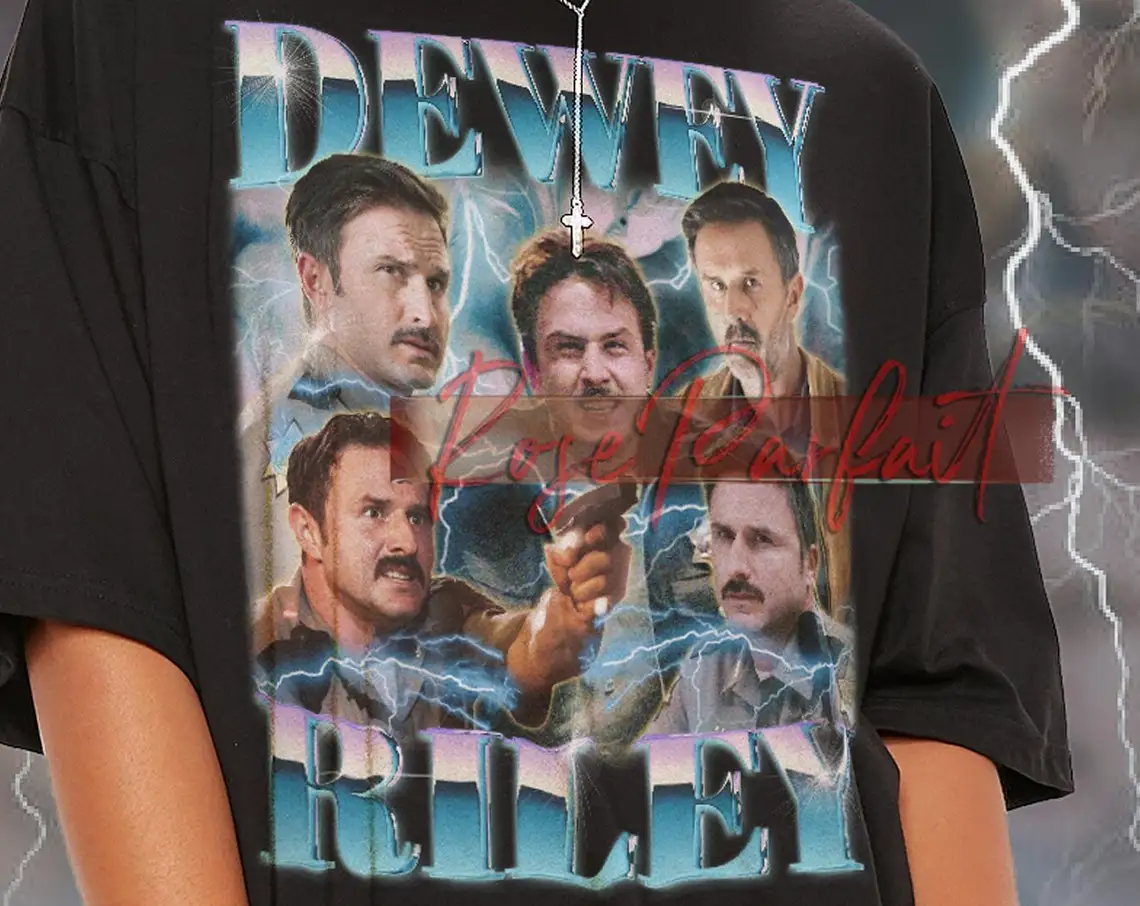 DEWEY RILEY  Retro T-shirt - Dewey Riley Homage Tees Dewey Riley 90's Tshirt David Arquette Fans Club Dewey Riley Shirt Dewey an