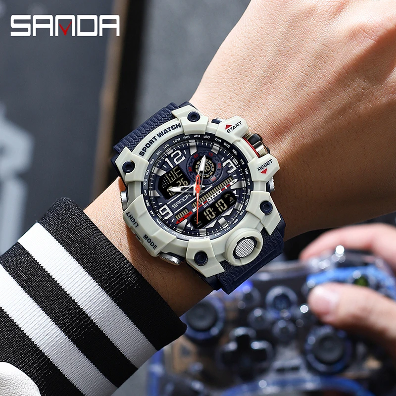 SANDA 3133 G Style Men\'s Watches 50M Waterproof Shock Sports Military Quartz Watch For Male Digital Wristwatch Reloj Hombre