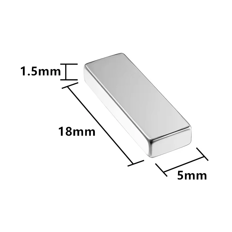 18x5x1.5mm Strong Magnetic Fridge Magnets Bar Small Square Magnet Block Perfect for Kitchen Refrigerator Photo Map Picture Decor