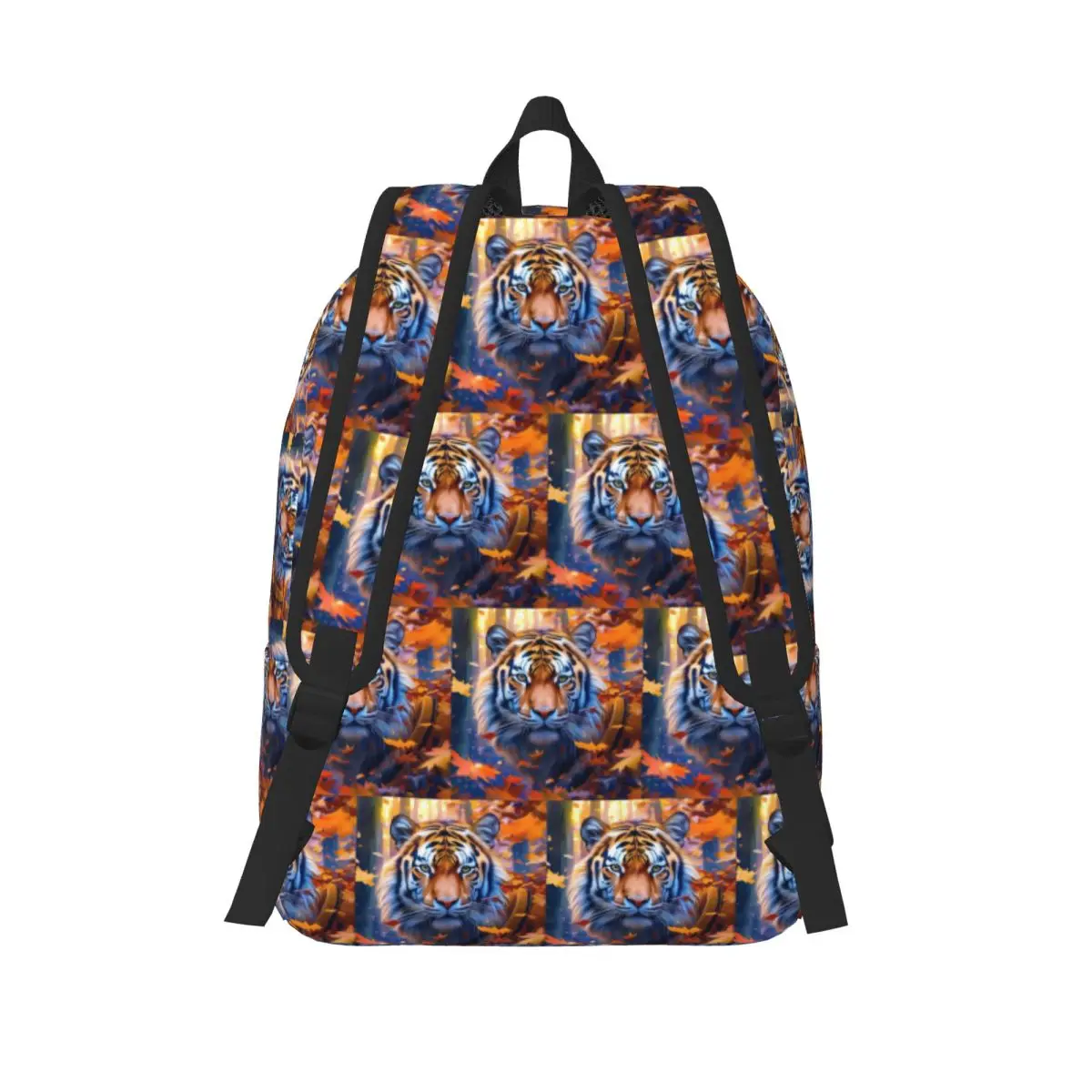 Tiger Face Autumn Foliage Pattern Student Backpack School Bag Hiking Travel Daypack for Men Women Fashion Bookbag Shoulder Bags