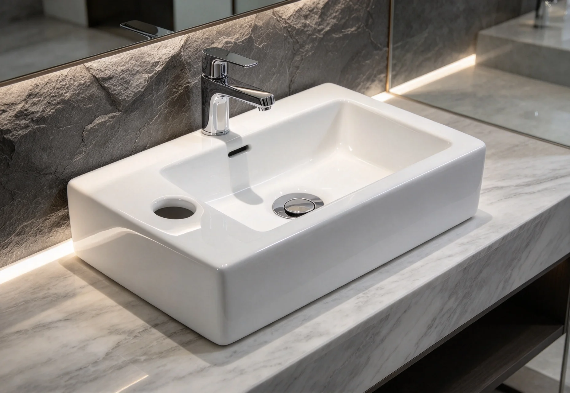 Ultra-narrow Square Ceramic Wall-mounted Basin Mini Bathroom Sink Small Space Wash Basin For Balcony Powder Room RV