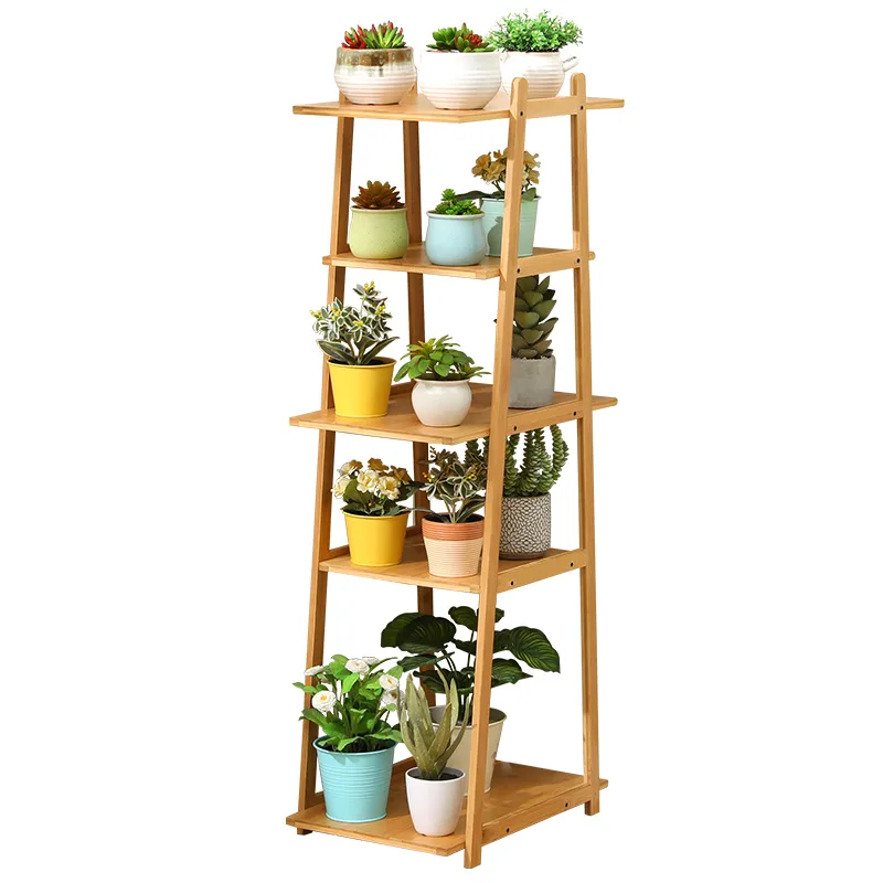 

Balcony flower stand movable living room hall indoor wooden floor thickened flower stand