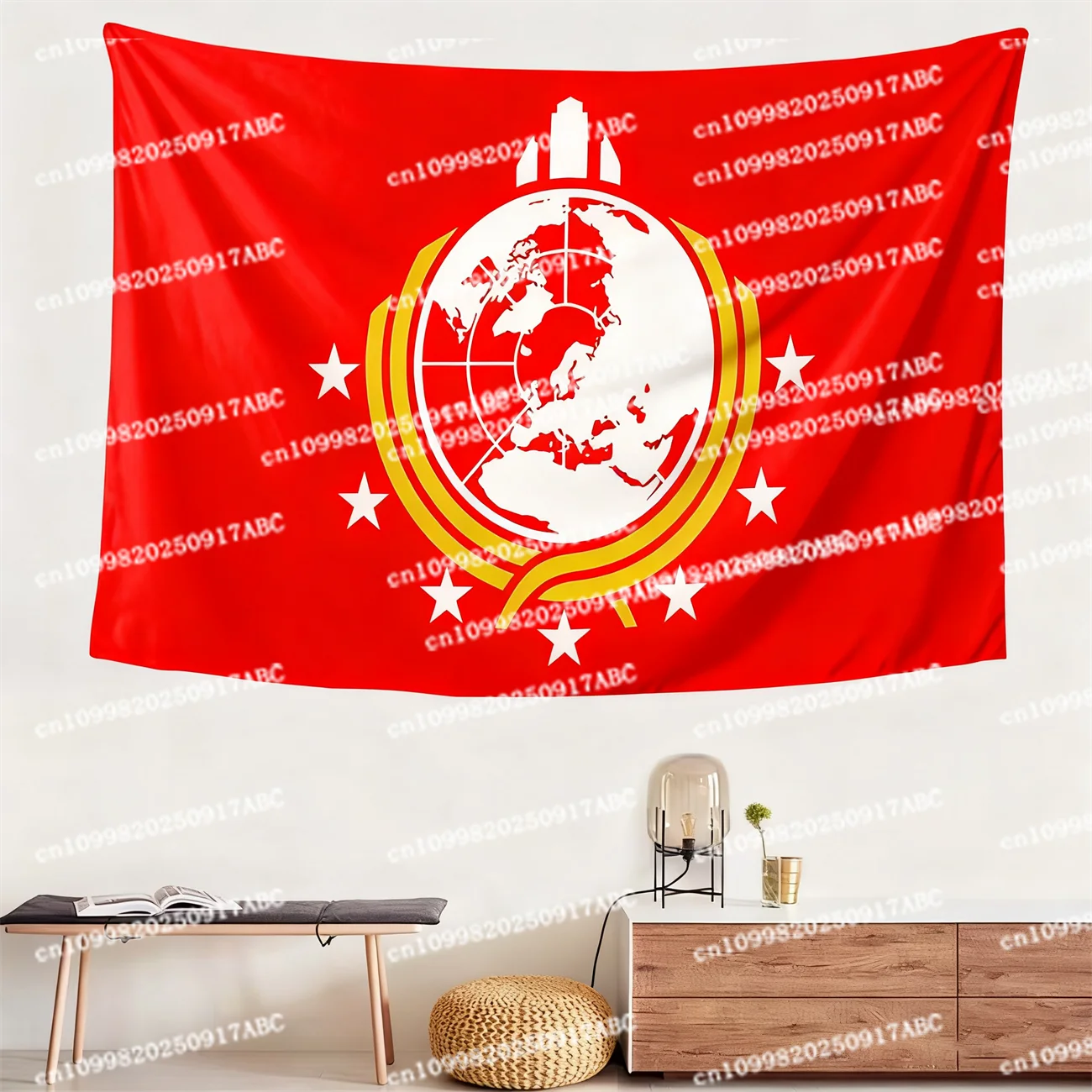 

Wall Home Tapestry Super Earth Flag Tapestry Wall Hanging - Classic Blue & Yellow Design with White Stars High-End Home Art