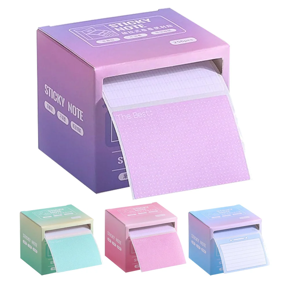 

4Pcs Self-Stick Note Pads Full Adhesive Sticky Memo Pads Pull Out Dispenser Box Office School Meeting Writing Reminder Supplies