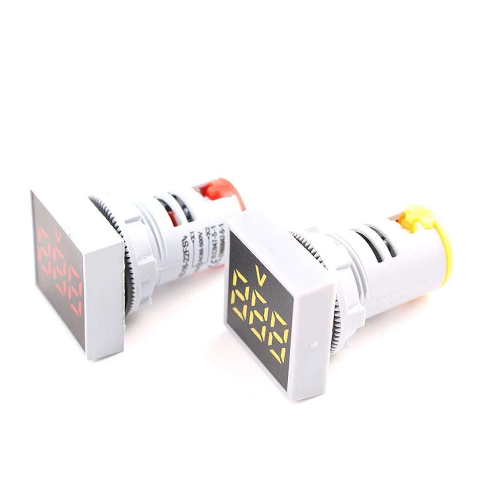 22mm Mini Digital Voltmeter Round AC 60-500V Volt Voltage Tester Meter Power LED Indicator Pilot Lamp Light Display Square